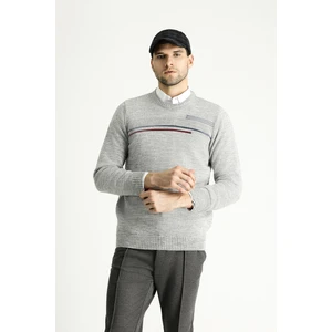 Bisiklet Yaka Regular Fit Desenli Triko Kazak