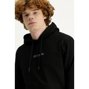 Kapüşonlu Nakışlı Pamuklu Sweatshirt