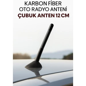 Opel Meriva Uyumlu Karbon Fiber Oto Radyo Anteni Çubuk Anten 12 cm