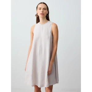 Jimmy Key Açık Vizon Rahat Kesim Yuvarlak Yaka Kolsuz Mini Elbise