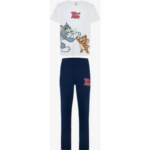 Erkek Tom&Jerry Slogan Baskılı Kısa Kollu Pijama Takımı