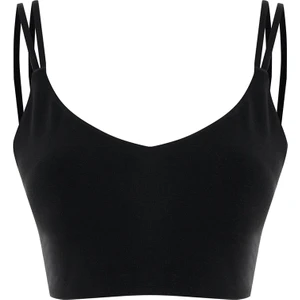 Siyah Pamuk Modal Karışımlı Sırtı Pencereli Spor Sütyeni