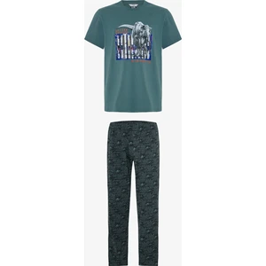 Erkek Jurassic Slogan Baskılı Kısa Kollu Pijama Takımı