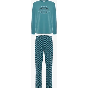 Erkek Skater Slogan Baskılı Bisiklet Yaka Pamuklu Pijama Takımı