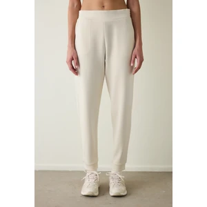 Bej Silky Feel Cepli Bağlama Detaylı Normal Bel Jogger Eşofman Altı