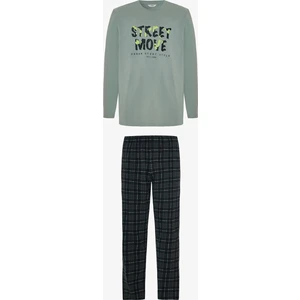 Move Erkek Slogan Baskılı Uzun Kollu Pamuklu Pijama Takımı