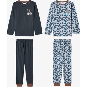 Erkek Çocuk Inek Desenli Uzun Kollu 2'li Pijama Takımı