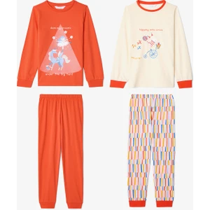 Kız Çocuk Hopping Sürdürülebilir Pamuklu Tavşan Desenli Uzun Kollu 2'li Pijama Takımı