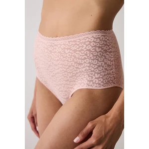 Gül Kurusu Çiçekli Dantelli Yüksek Bel Slip Külot