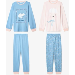 Kız Çocuk Çiçekli On The Lamb 2'li Uzun Kollu Pijama Takımı