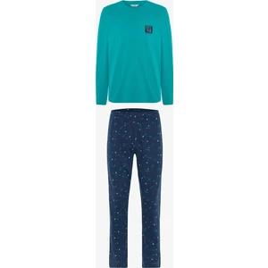 Erkek Super Slogan Baskılı Bisiklet Yaka Pamuklu Pijama Takımı