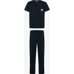 Siyah Car Erkek Sloganlı Kısa Kollu Pijama Takımı
