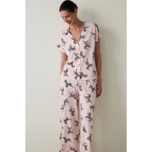 Aging Açık Pembe Collagen Etkili Gömlek Yaka Pijama Takımı