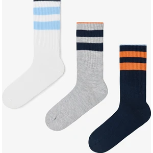 Erkek Gri Action Sloganlı 3'lü Soket Çorap