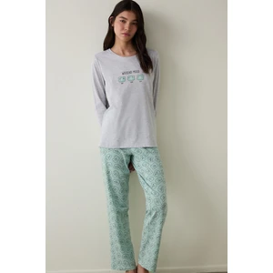 Weekend Mood Bisiklet Yaka Uzun Kollu Pamuklu Pijama Takımı
