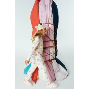 Krem Kız Çocuk Circus Desenli Düğmeli Uzun Kollu Pamuklu Pijama Takımı