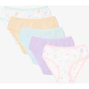 Kız Çocuk Pinky Unicorn Baskılı Pamuklu 5'li Külot