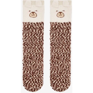 Kırık Beyaz Sleepy Bear Ayı Nakışlı Soket Çorap