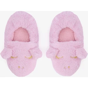 Açık Pembe Kız Çocuk Unicorn Desenli Nakışlı Ev Patiği