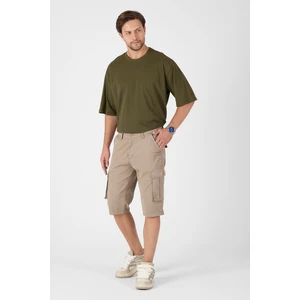TWENTYFIVE25 Erkek Kargo Cepli Diz Altı Uzun Şort Renk Bermuda Kapri