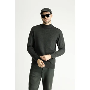 Yarım Balıkçı Yaka Slim Fit Dar Kesim Pamuklu Triko Kazak