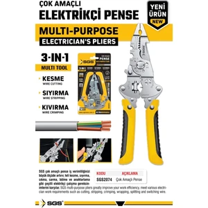 Çok Amaçlı Elektrikçi Pense 3-In-1 | Kesme – Sıyırma – Kıvırma