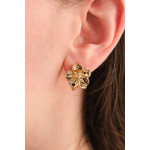 Gold Yapraklı Mini Papatya Küpe