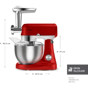 Multicast Plus Döküm Hamur Yoğurma Makinesi Red 5l