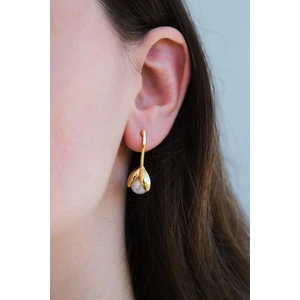 Altın Kaplama Lale Şekilli Incili Küpe