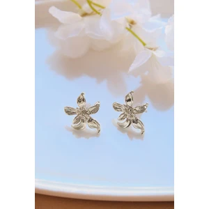 Silver Ayrık Yapraklı Çiçek Küpe