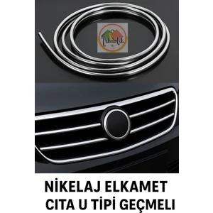 Peugeot 207 Uyumlu Nikelaj U Tipi Nikelaj Çıta Kapı & Panjur Için Krom Detay 15 Metre