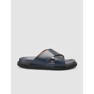 %100 Hakiki Deri Lacivert Erkek Terlik