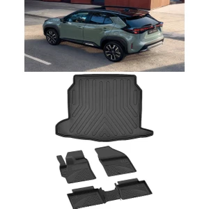 Toyota Yaris Cross 2022 ve Sonrası 4.5d Sahler Paspas 3D Rizline Alt Bagaj Havuzu Set