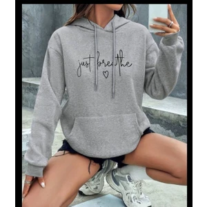 Just Baskılı Kapüşonlu Sweatshirt