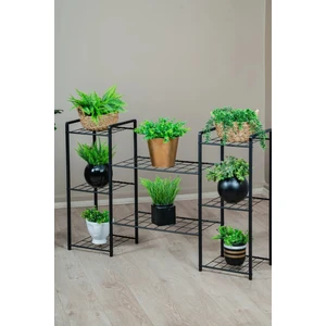 Çok Katlı 3 Bölmeli Metal Saksılık | Modern Tel Gövdeli Bitki ve Çiçek Standı