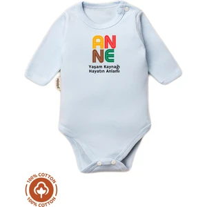 Unisex Bebek %100 Pamuklu Anne Baskılı 3-6-9-12 Ay Bebek Body Ekru Badi Zıbın