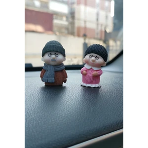 Araba Içi Torpido Üstü Sevimli Tonton Çift Dede Nine Dekorasyon Biblo Aksesuar