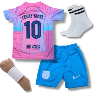 Barselona Lamine Yamal Pink 2025-2026 Yeni Sezon Çocuk Futbol Forması 4'lü Set