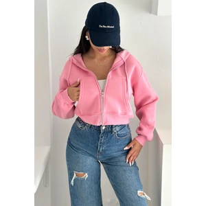 Kadın Gri Fermuarlı Oversize Hoodie – Günlük & Sokak Stili