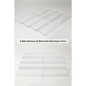 Color House 8 Adet Çekmece Içi Baharatlık Düzenleyici Organizer Pleksi Stant 30,5 cm x 13 cm (Kavanozları Hariçtir)