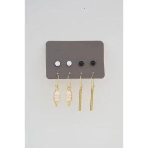 By Zeyna Aksesuar Kadın Mineli  Dondurma Detaylı 8'li Küpe Set