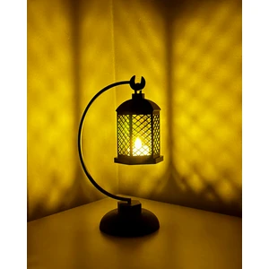 Pluto 3D 3D Baskı Dekoratif Masaüstü Asma LED Fener-Siyah-M