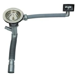 Lüks Çöpmak Çift Çıkışlı Geniş Ağızlı Yandan Taşmalı Körüklü Lavabo ve Evye Sifonu Gider Borusu Akordiyon Plastik Geniş Kafa Paslanmaz