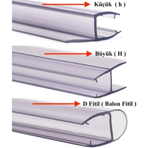 Özel Kesim Plastik Cam Balkon ve Cam Kapı Fitili Çıtası Büyük H, Küçük H, Balon D ve 10MM Küçük H