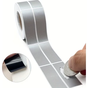 500’LÜ Gri Kazı‑kazan Etiket – 3 × 1 cm | Hediye Kartı Not Gizleme & Sürpriz Mesajlar