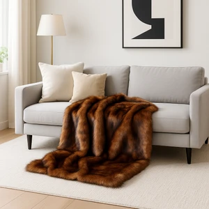 MER HOME Kırçıllı Koyukahve Peluş Koltuk Şalı (140X140)