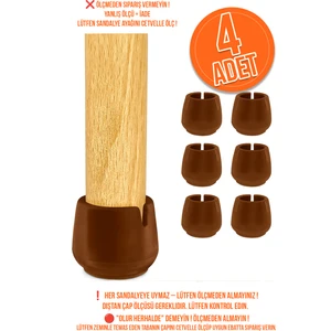 4 Adet Kahverengi Silikon Masa Sandalye Pabuç 1,7 cm – 2,1 cm Arası Uyumlu Kaydırmaz Zemin Koruyucu