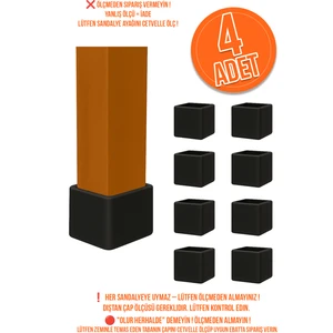 4 Adet Siyah Pvc Kare Masa Sandalye Pabuç – 2,5 cm Uyumlu Kaydırmaz Zemin Koruyucu