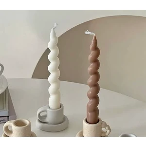 Kahve Beyaz Spiral Şamdan Mum