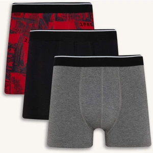 Regular Fit Retro Desenli 3'lü Boxer